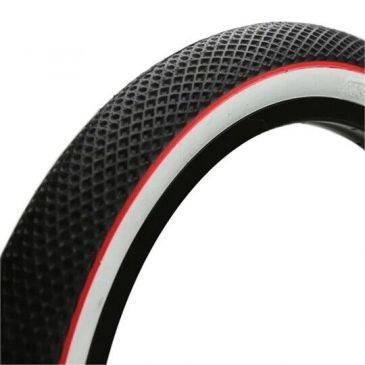 BMX TIRE CULT VANS BLACK WITH WHITE SIDEWALL AND RED STRIPES